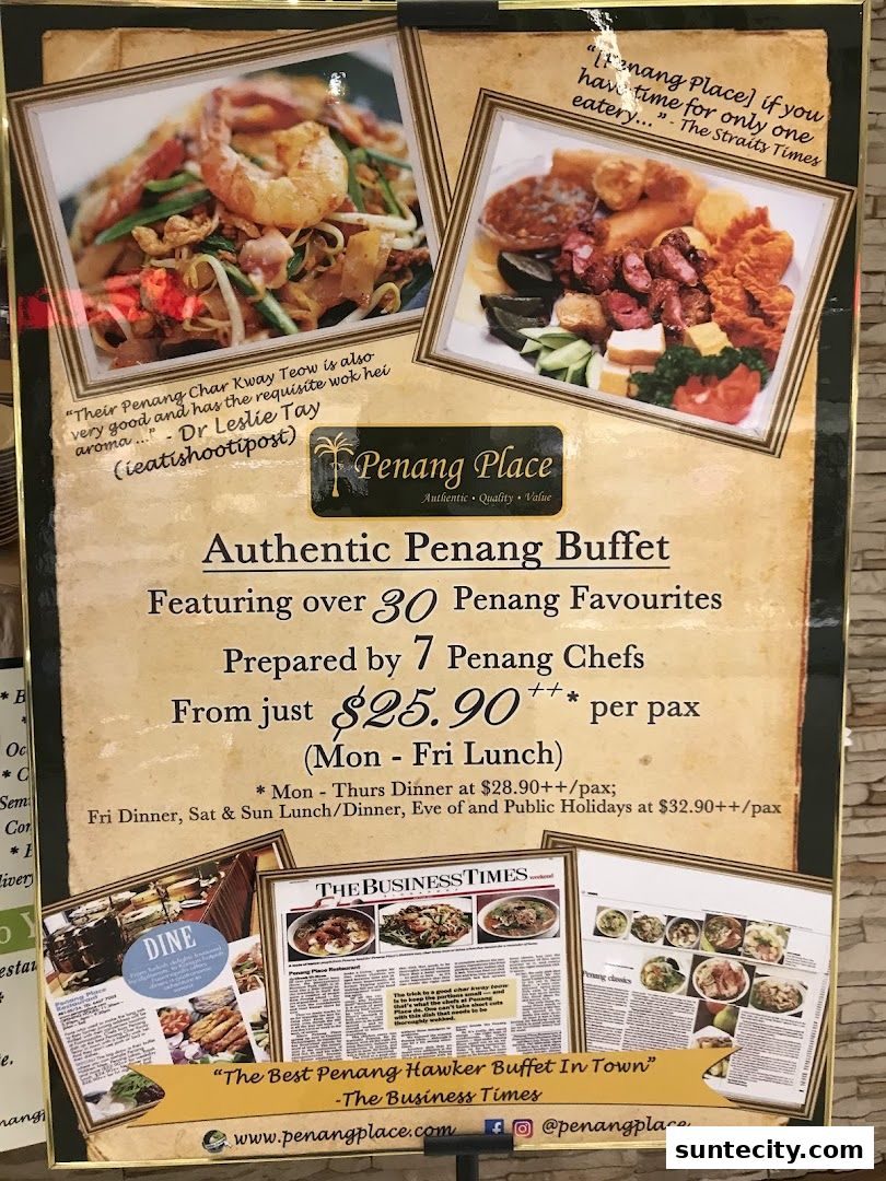 Menu page for Penang Place