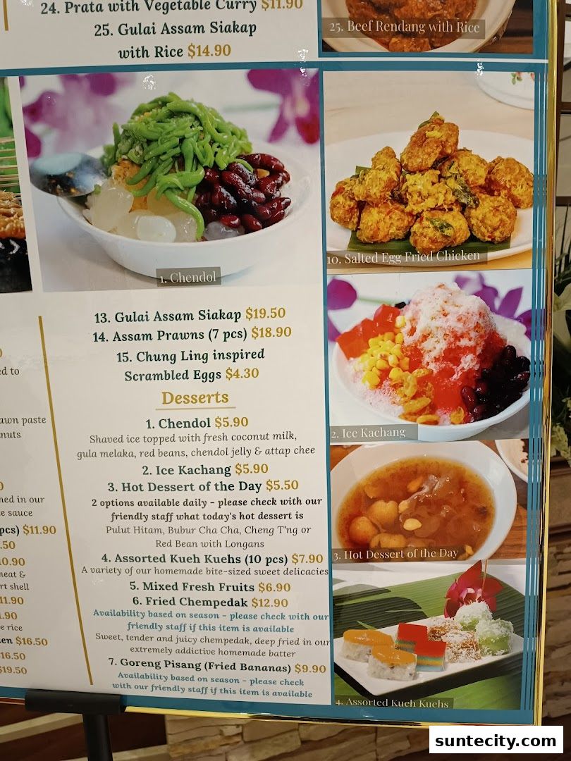 Menu page for Penang Place