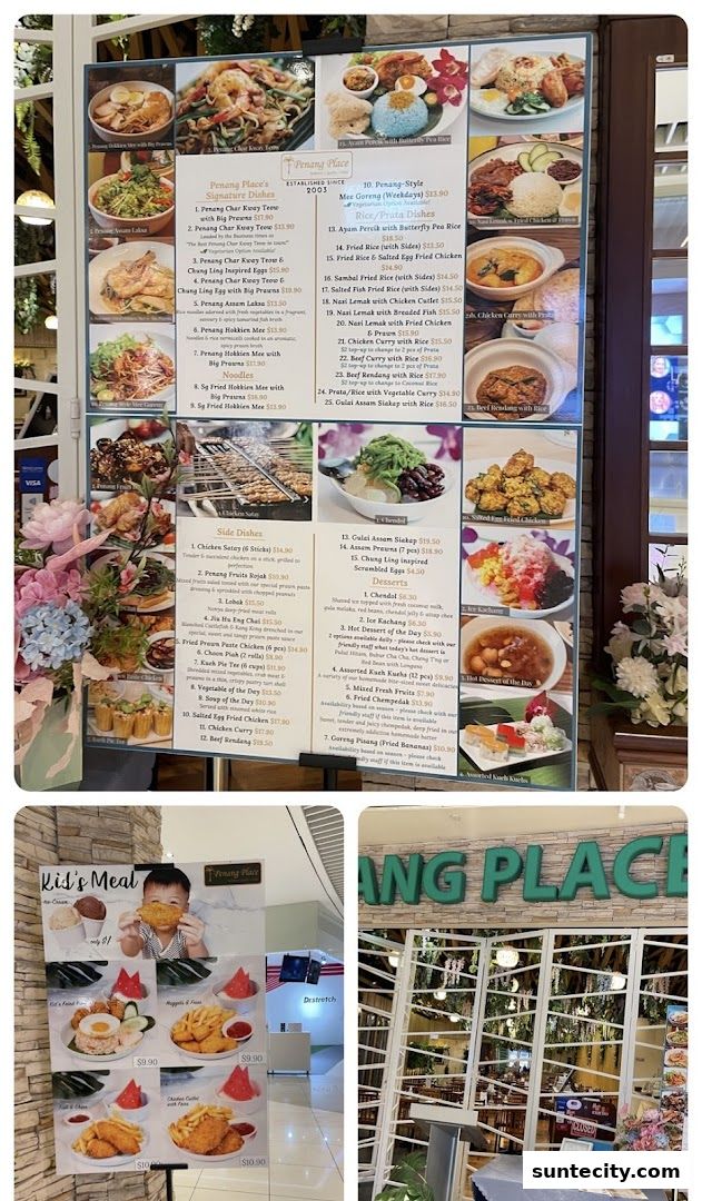 Menu page for Penang Place