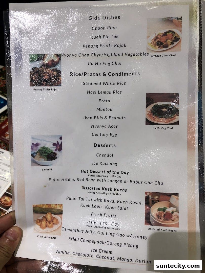Menu page for Penang Place