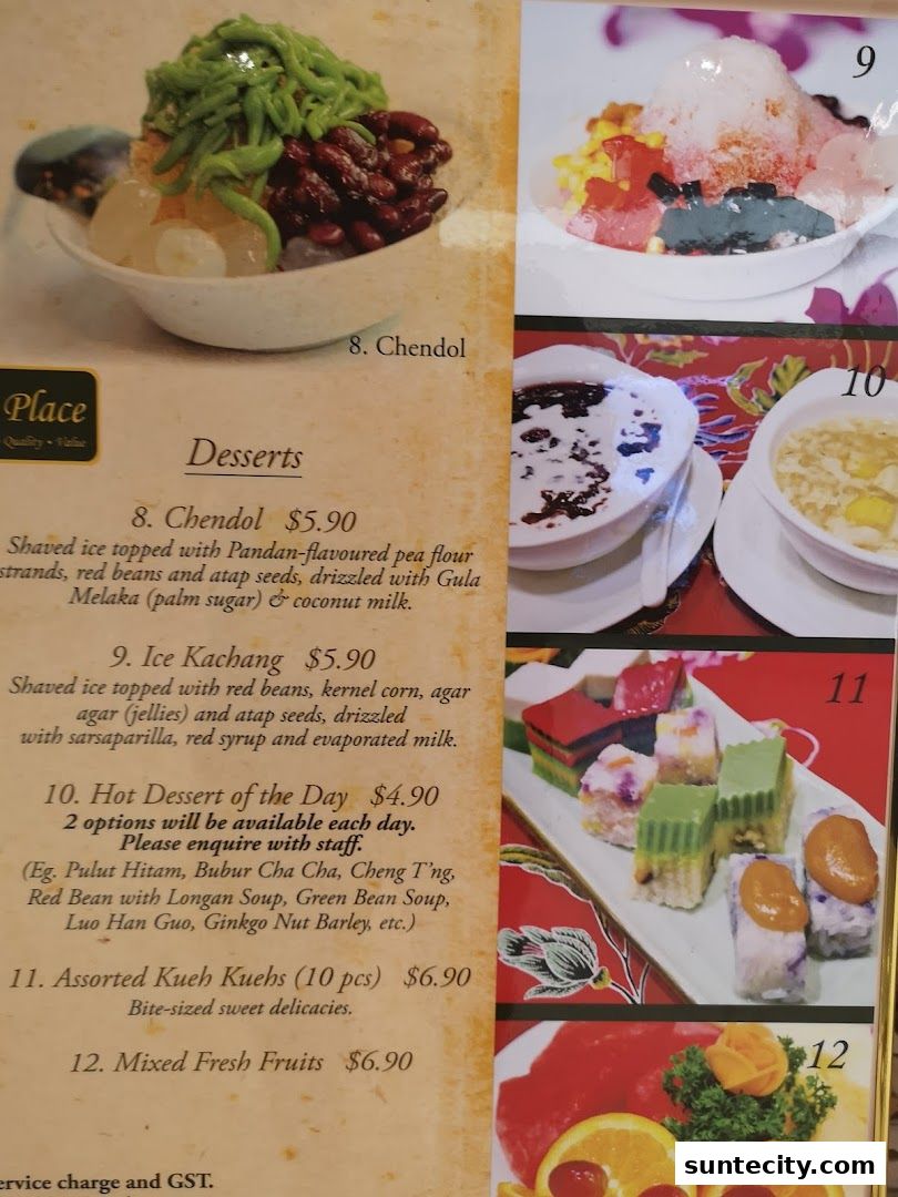 Menu page for Penang Place