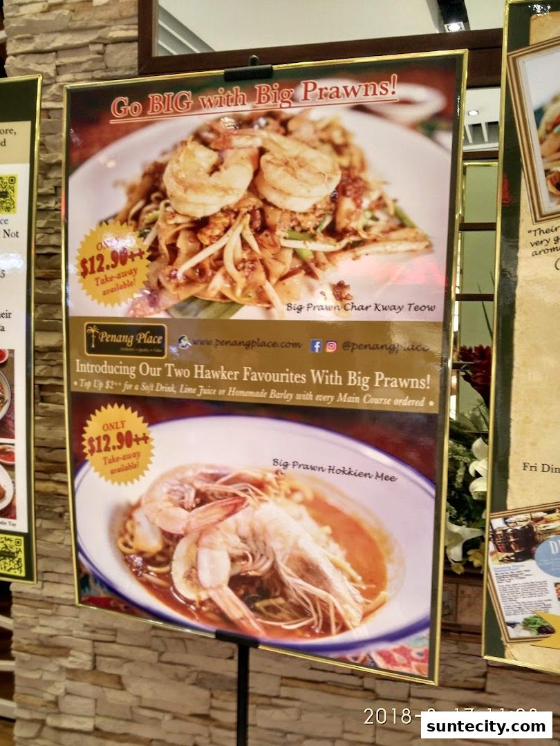 Menu page for Penang Place
