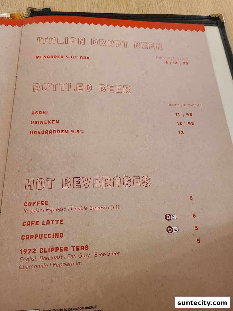 Menu page for Peperoni Pizzeria