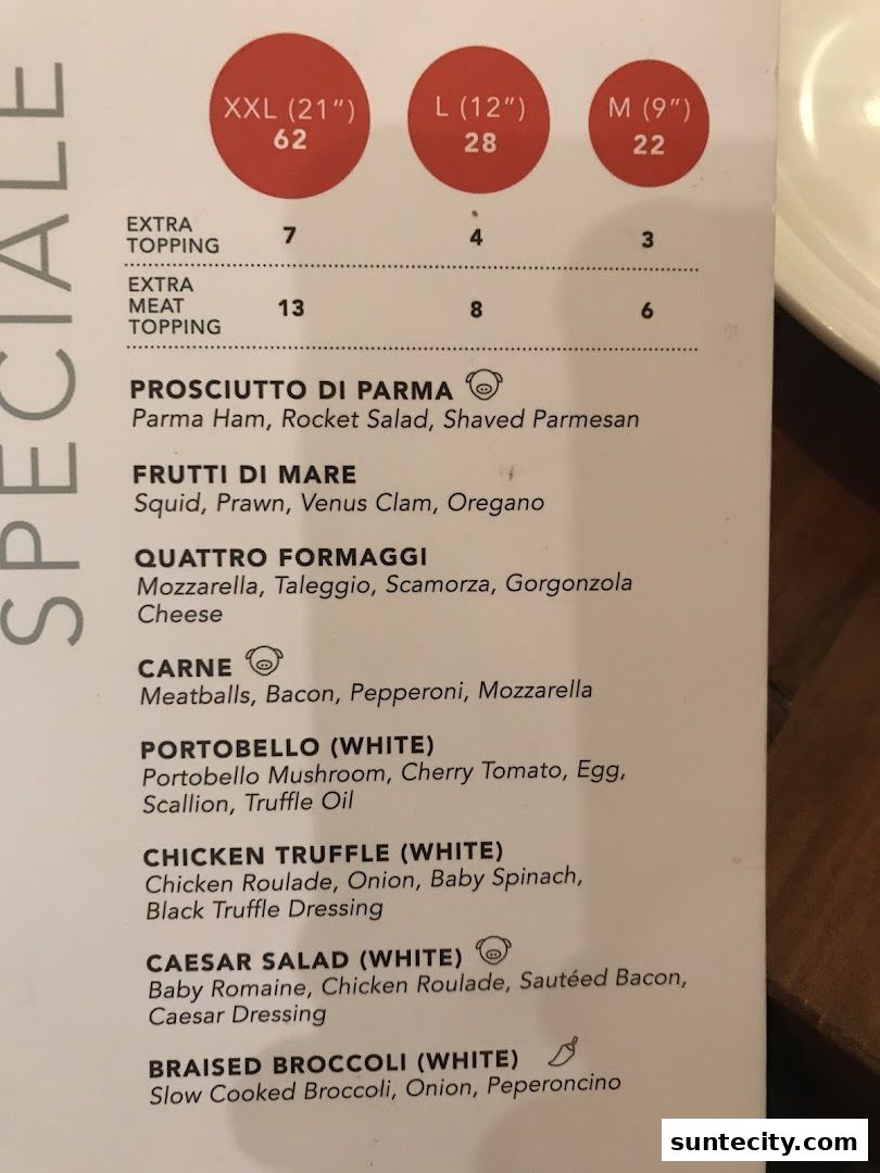 Menu page for Peperoni Pizzeria
