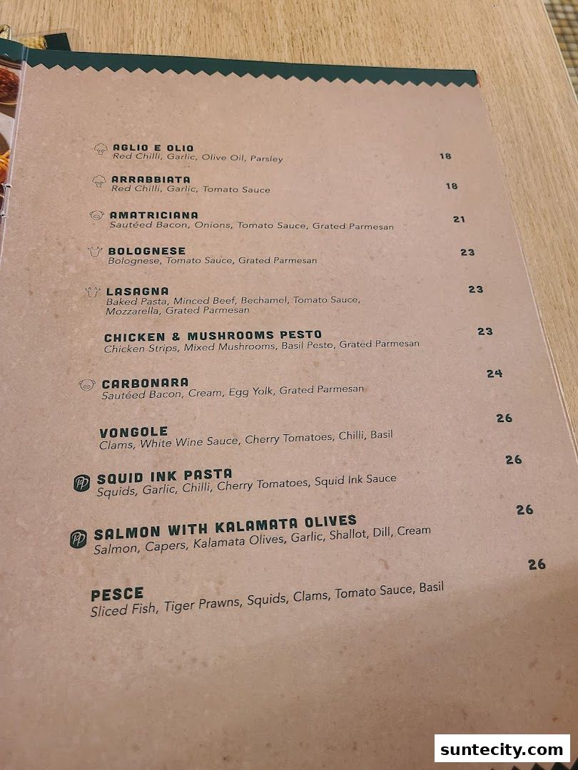 Menu page for Peperoni Pizzeria