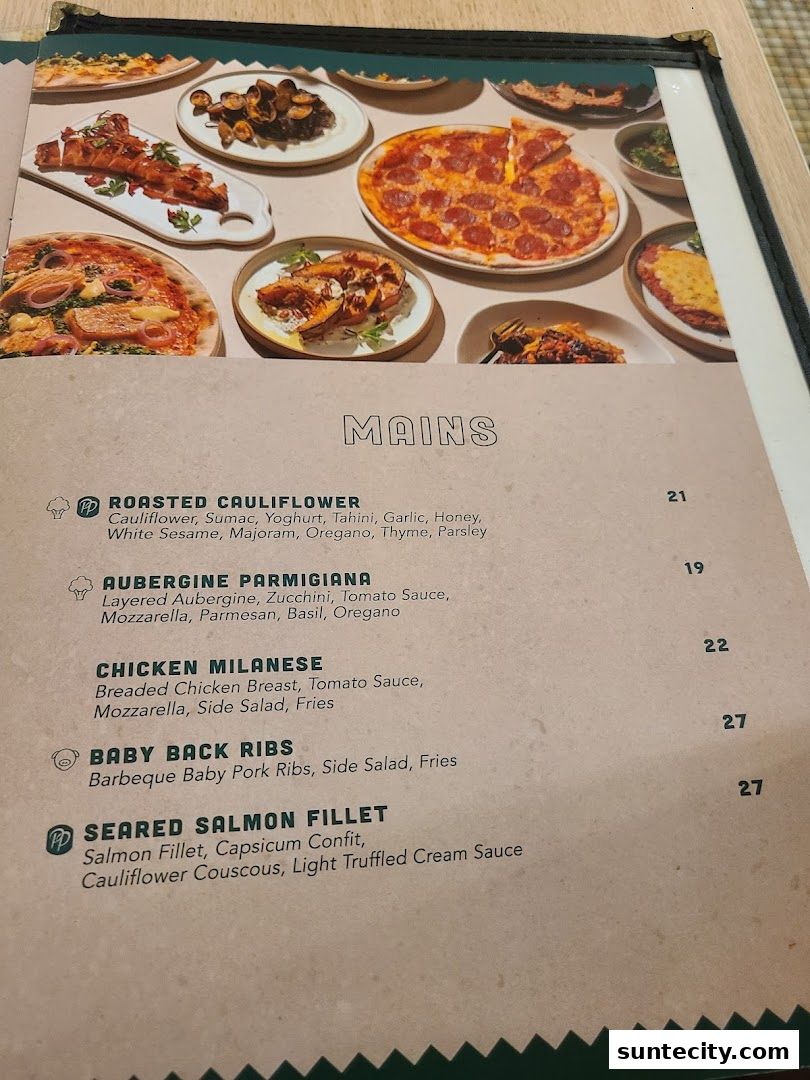 Menu page for Peperoni Pizzeria
