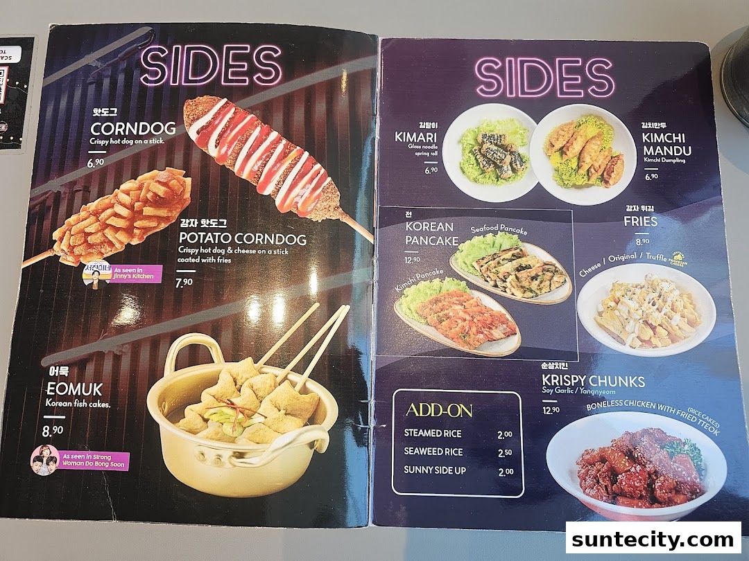 Menu page for POCHA! Korean Street Dining  Suntec City