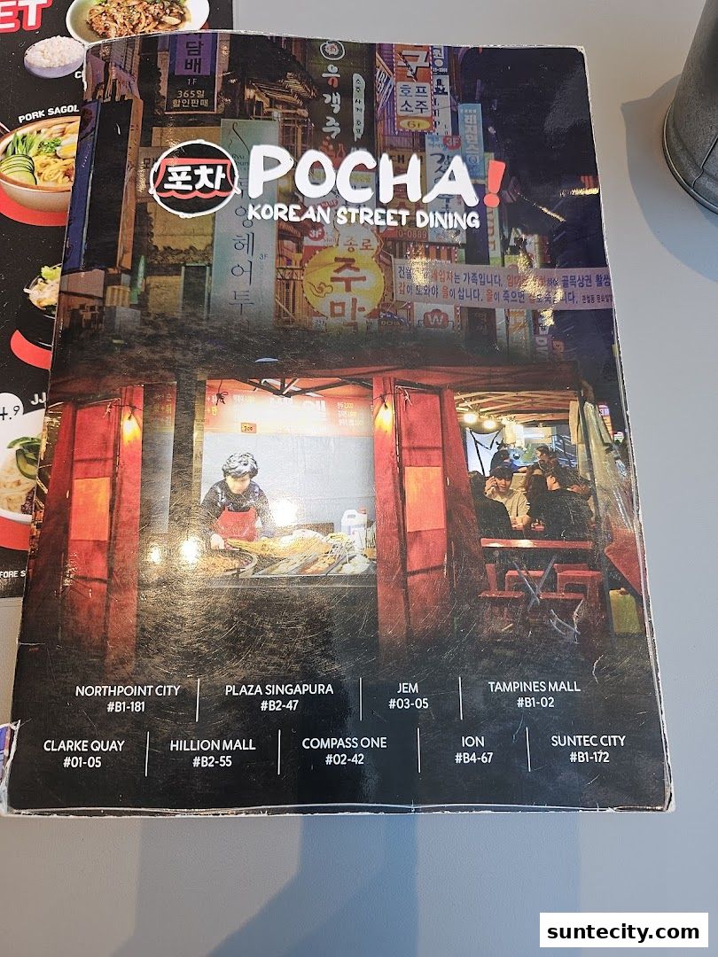 Menu page for POCHA! Korean Street Dining  Suntec City