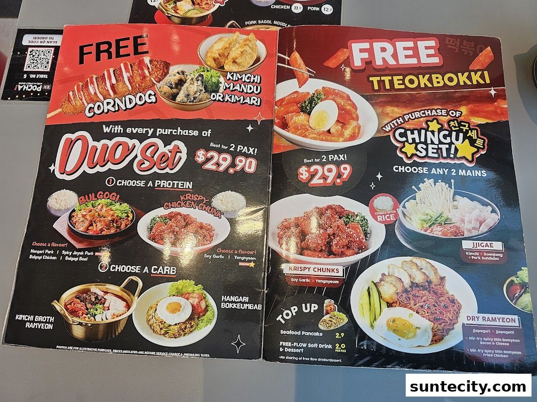Menu page for POCHA! Korean Street Dining  Suntec City