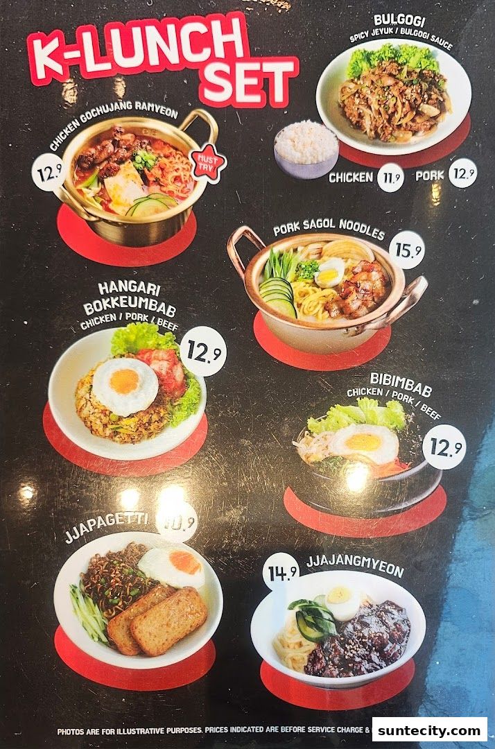 Menu page for POCHA! Korean Street Dining  Suntec City