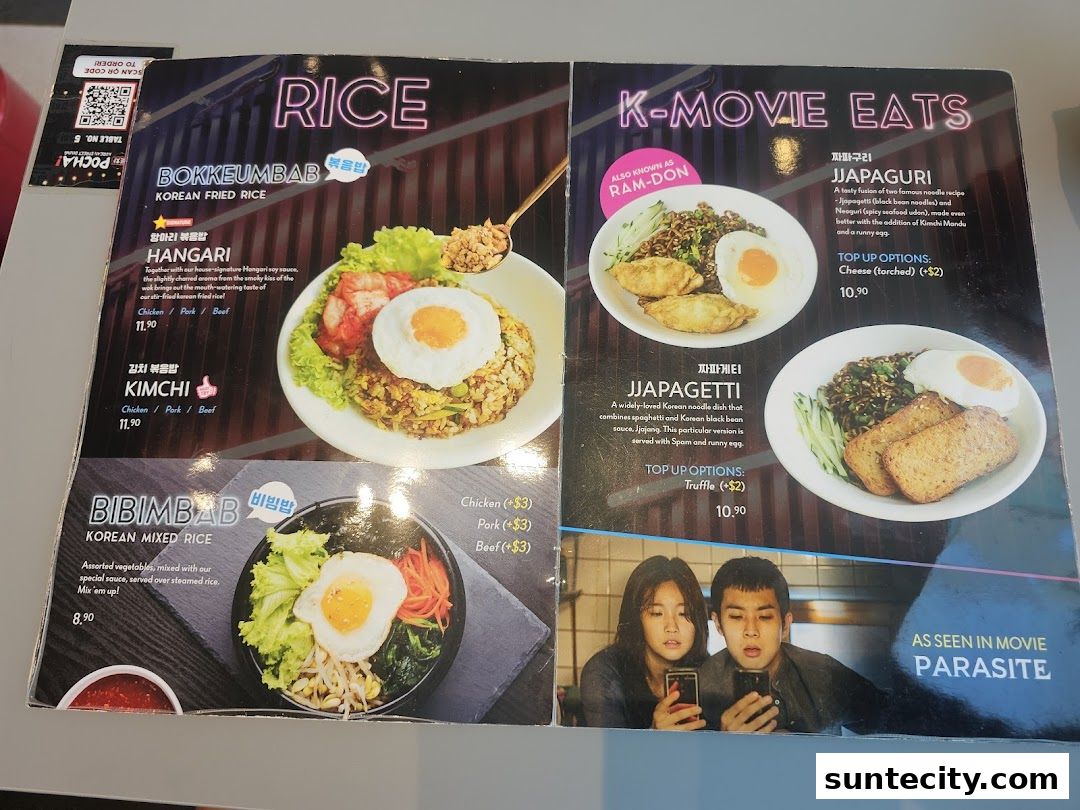 Menu page for POCHA! Korean Street Dining  Suntec City