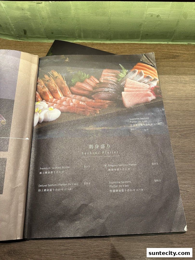 Menu page for 千両 sen-ryo Suntec City