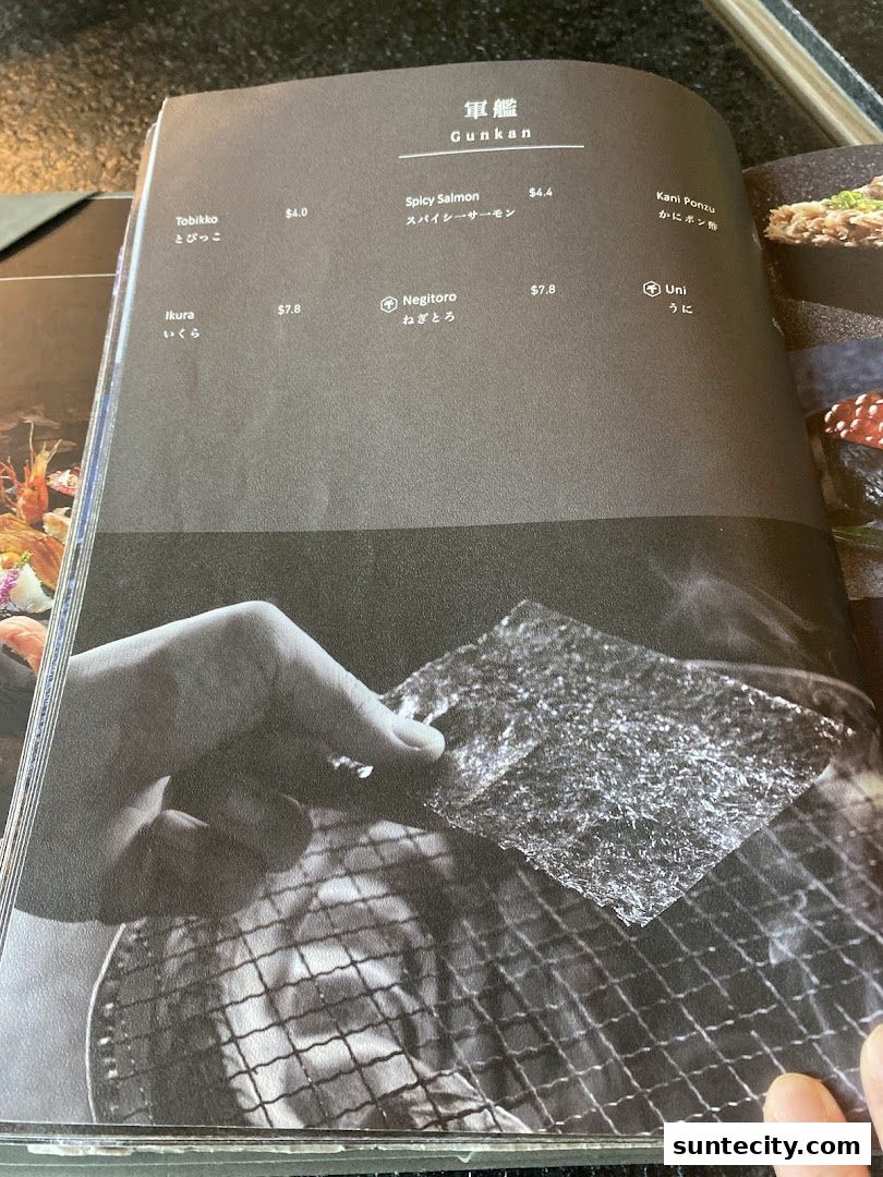 Menu page for 千両 sen-ryo Suntec City