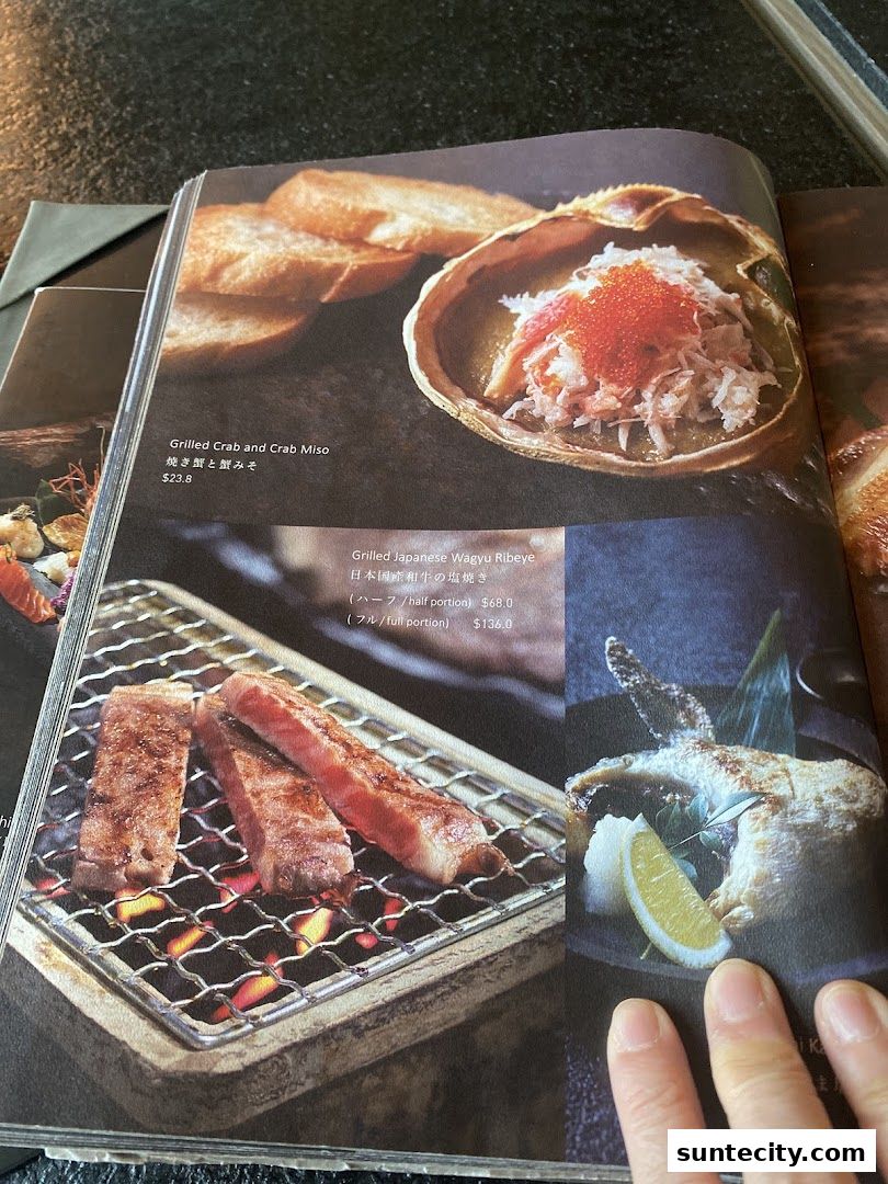Menu page for 千両 sen-ryo Suntec City