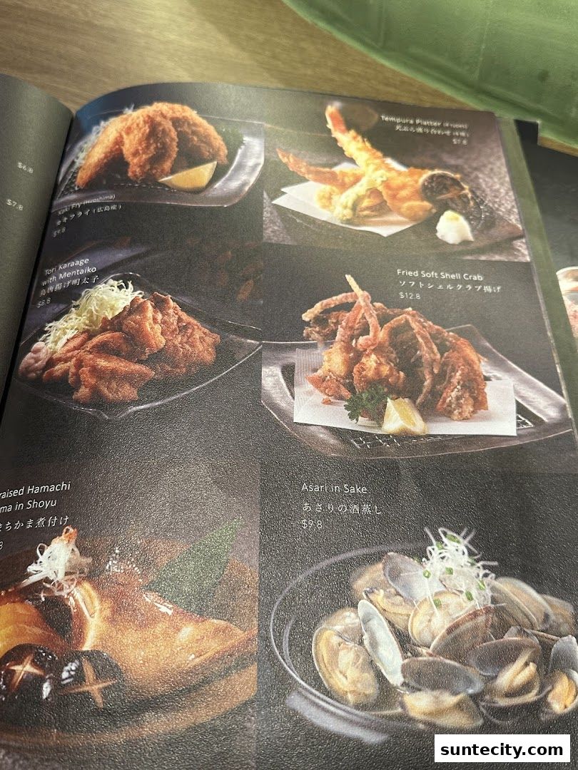 Menu page for 千両 sen-ryo Suntec City