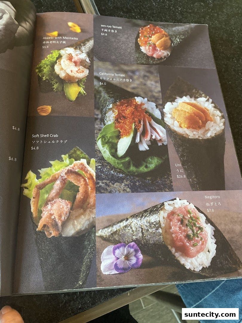 Menu page for 千両 sen-ryo Suntec City