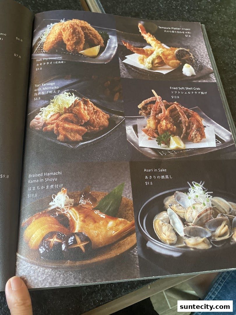 Menu page for 千両 sen-ryo Suntec City