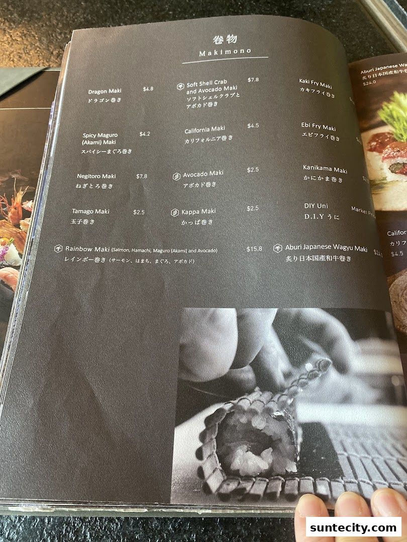 Menu page for 千両 sen-ryo Suntec City