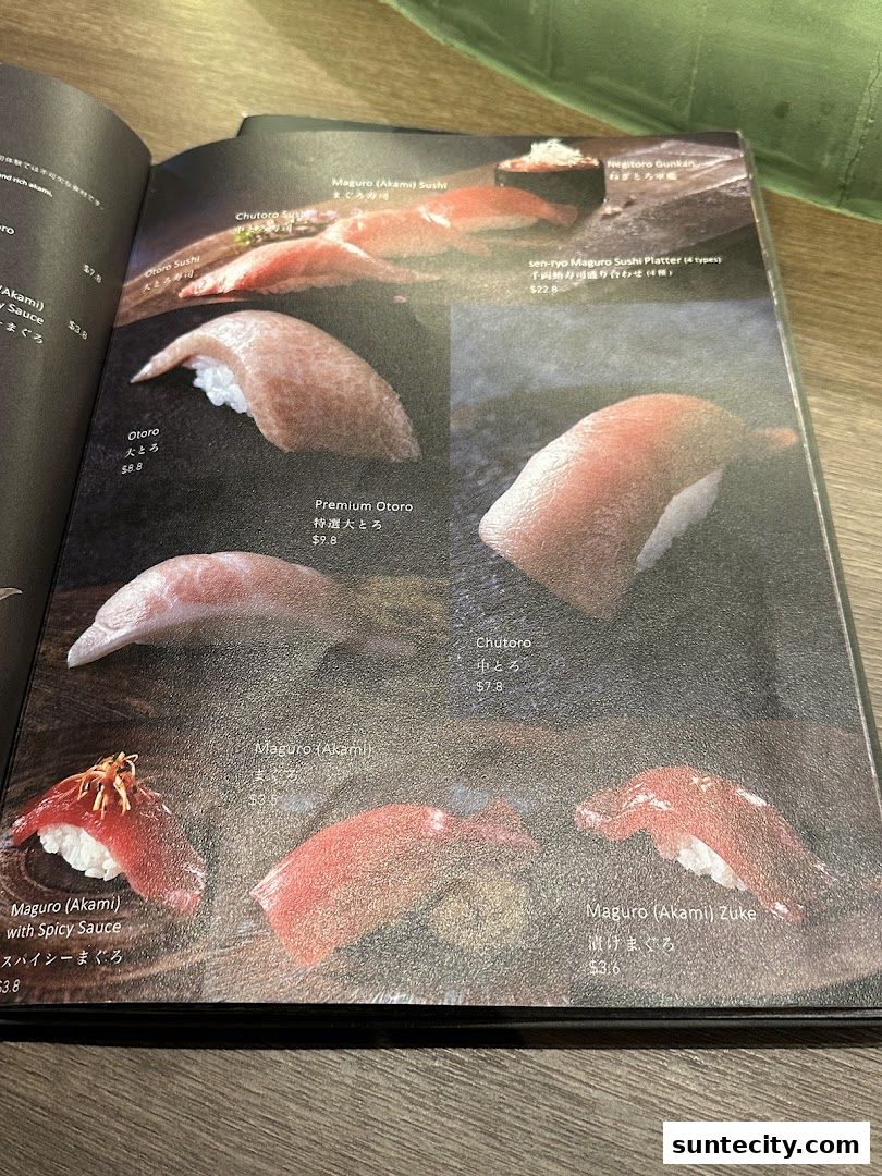 Menu page for 千両 sen-ryo Suntec City