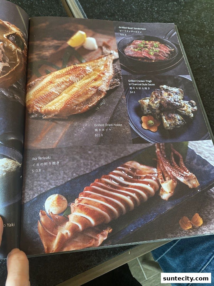 Menu page for 千両 sen-ryo Suntec City