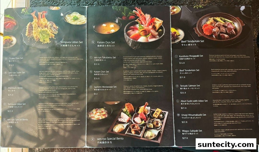 Menu page for 千両 sen-ryo Suntec City