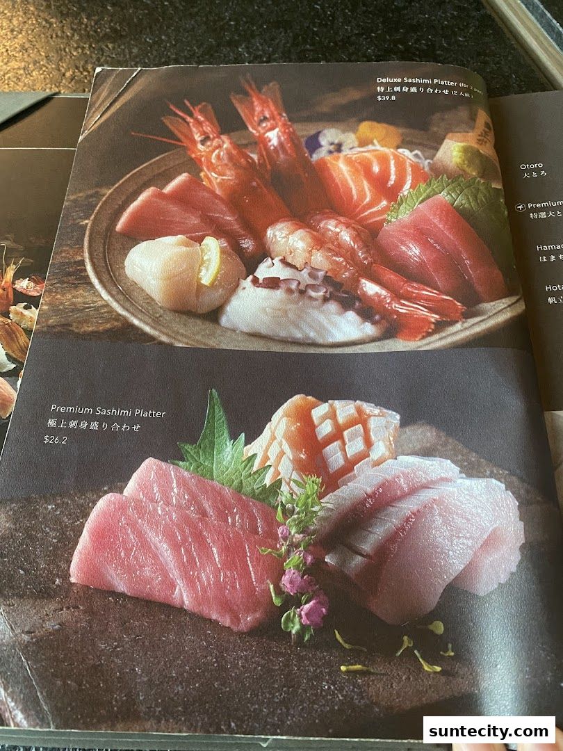 Menu page for 千両 sen-ryo Suntec City