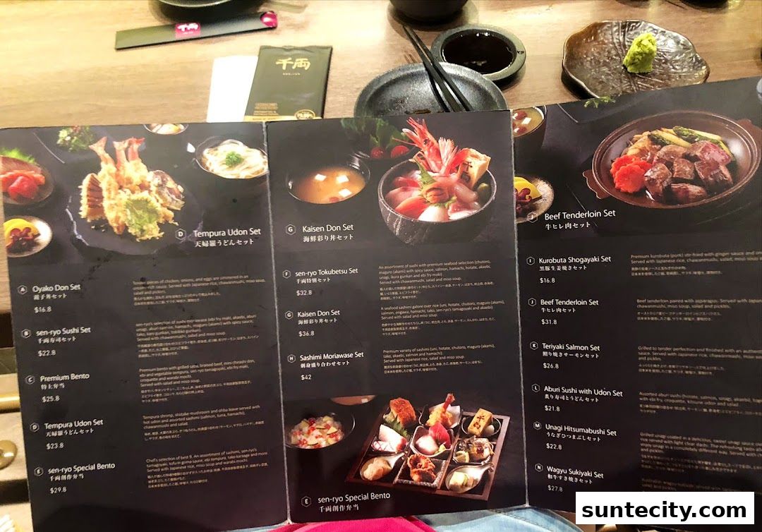 Menu page for 千両 sen-ryo Suntec City