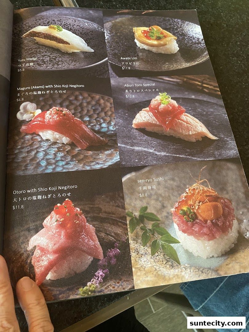 Menu page for 千両 sen-ryo Suntec City