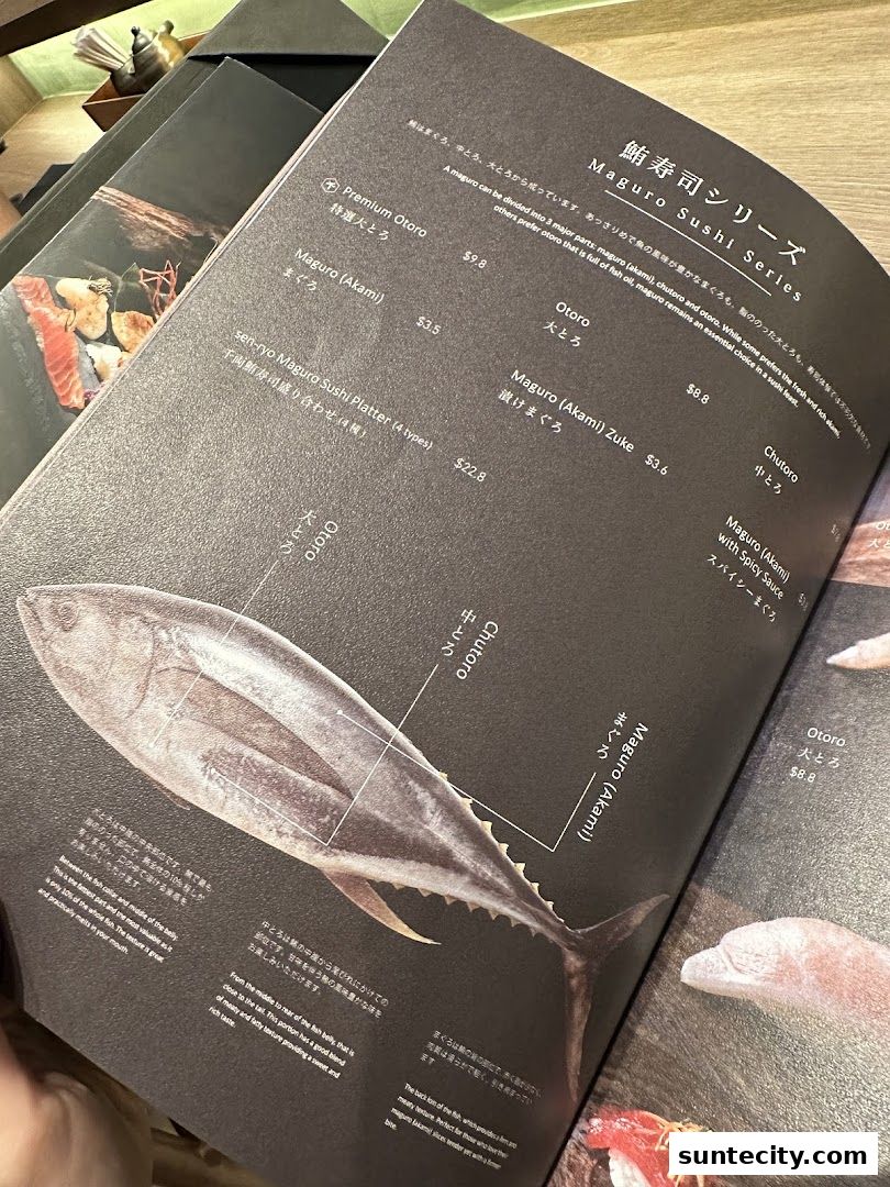 Menu page for 千両 sen-ryo Suntec City