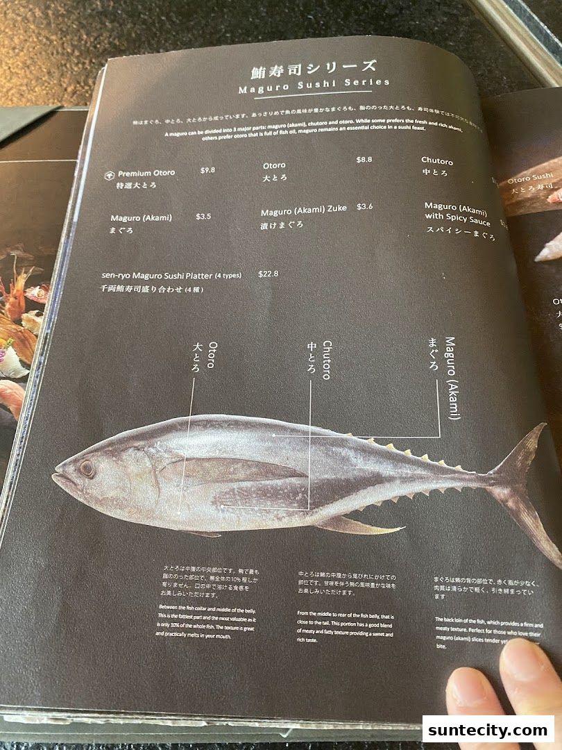 Menu page for 千両 sen-ryo Suntec City
