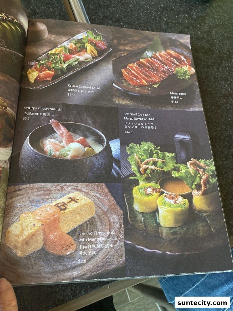 Menu page for 千両 sen-ryo Suntec City