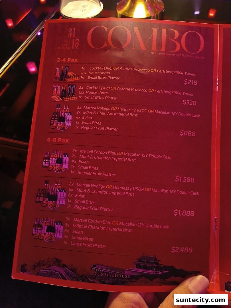 Menu page for RED LIVE HOUSE 红伶