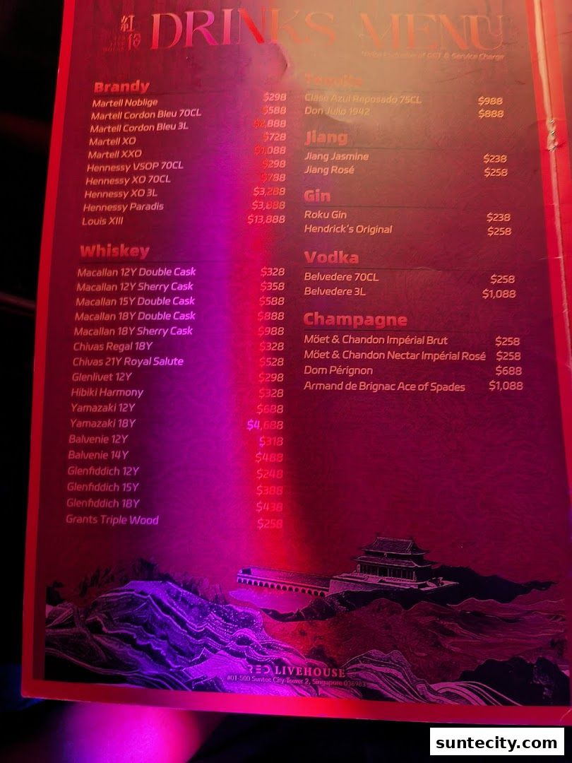 Menu page for RED LIVE HOUSE 红伶