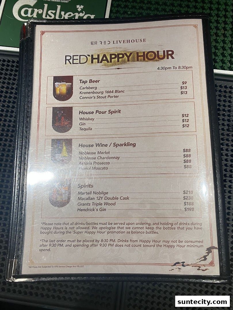 Menu page for RED LIVE HOUSE 红伶
