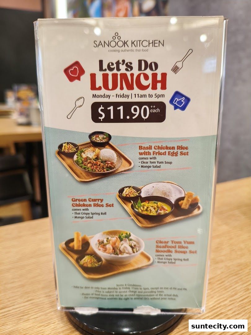 Menu page for Sanook Kitchen - Suntec City