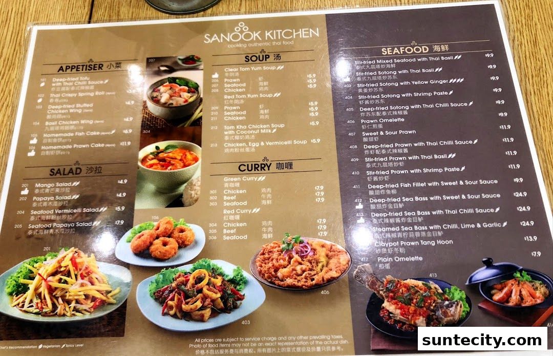 Menu page for Sanook Kitchen - Suntec City