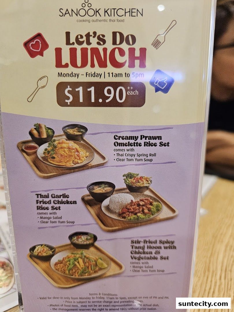 Menu page for Sanook Kitchen - Suntec City