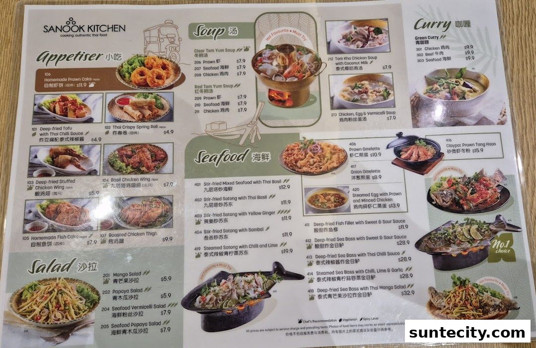 Menu page for Sanook Kitchen - Suntec City