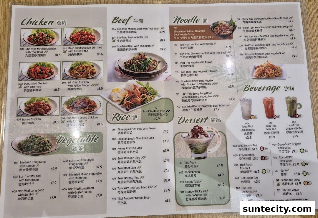 Menu page for Sanook Kitchen - Suntec City