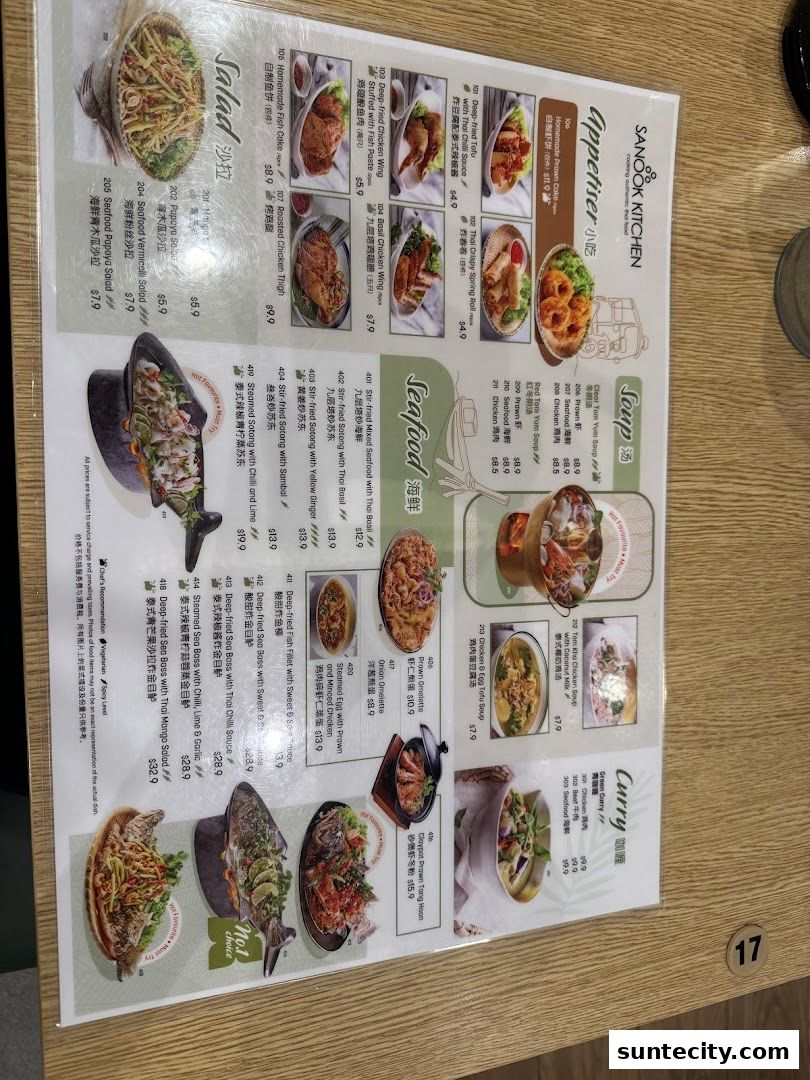 Menu page for Sanook Kitchen - Suntec City