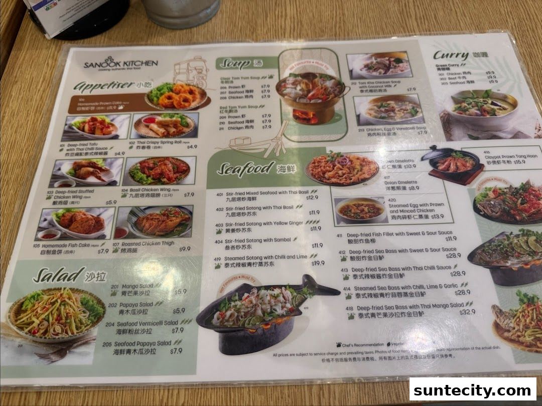 Menu page for Sanook Kitchen - Suntec City