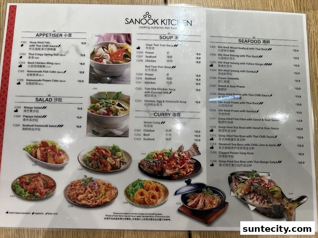 Menu page for Sanook Kitchen - Suntec City