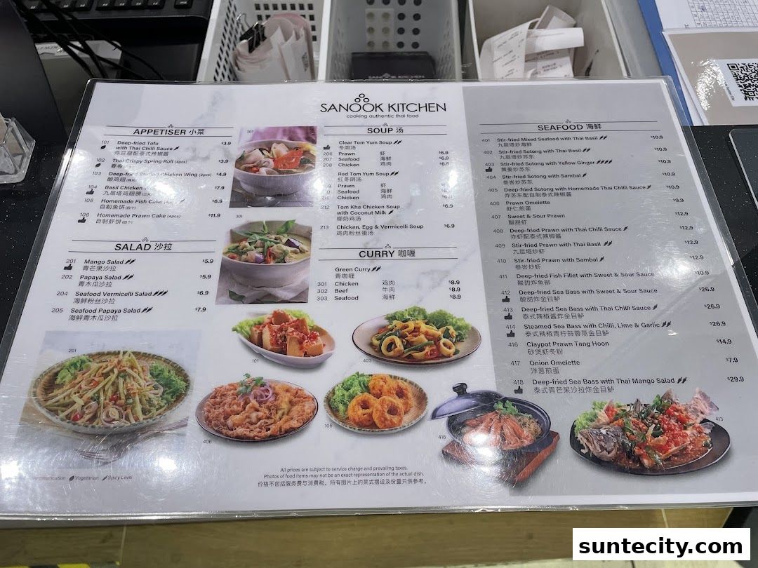 Menu page for Sanook Kitchen - Suntec City