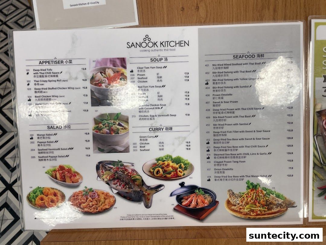 Menu page for Sanook Kitchen - Suntec City