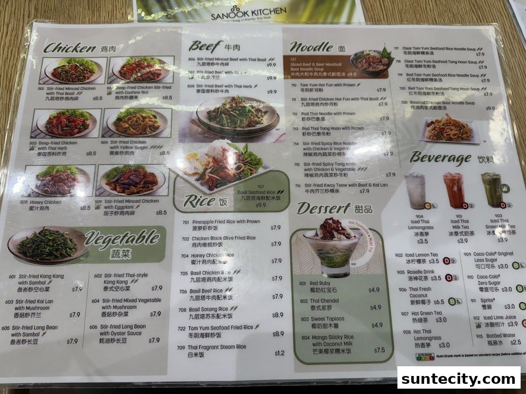Menu page for Sanook Kitchen - Suntec City