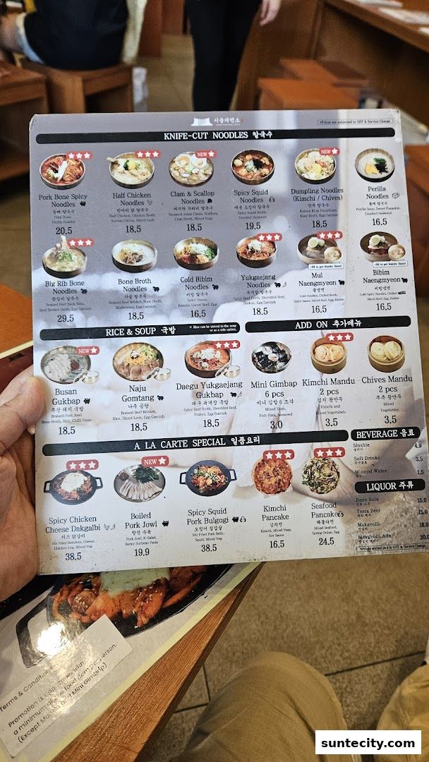 Menu page for Seoul Noodle Shop_Suntec City