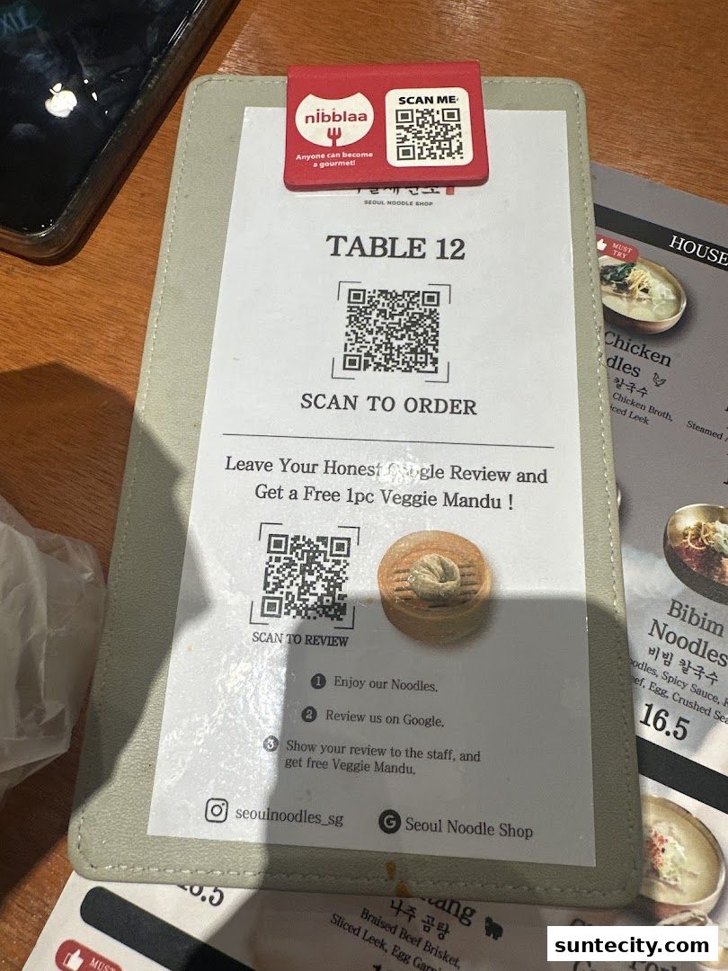 Menu page for Seoul Noodle Shop_Suntec City