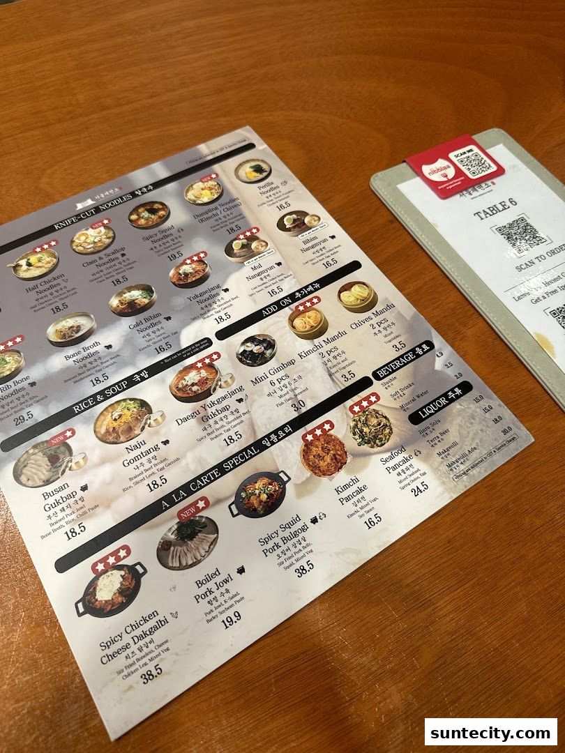 Menu page for Seoul Noodle Shop_Suntec City