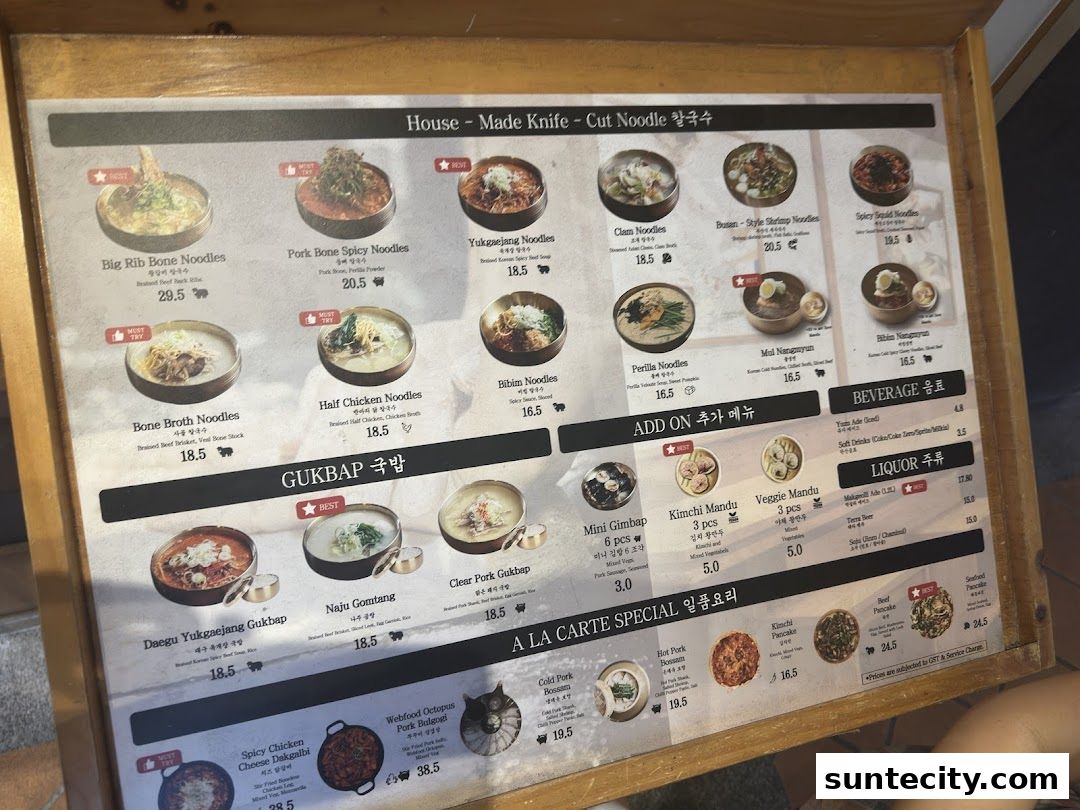 Menu page for Seoul Noodle Shop_Suntec City