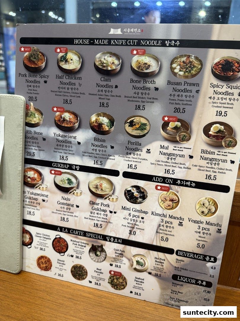 Menu page for Seoul Noodle Shop_Suntec City